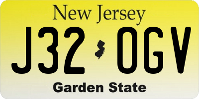 NJ license plate J32OGV