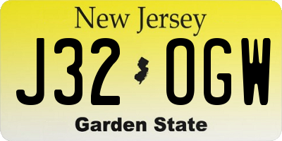 NJ license plate J32OGW