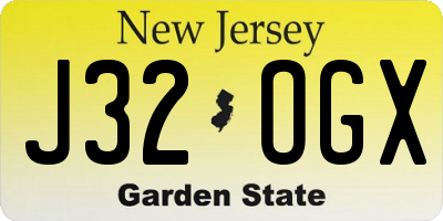NJ license plate J32OGX