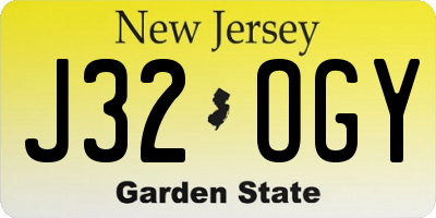 NJ license plate J32OGY