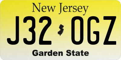 NJ license plate J32OGZ