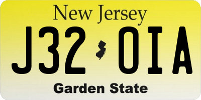 NJ license plate J32OIA