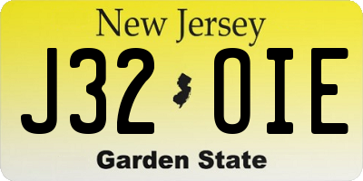 NJ license plate J32OIE