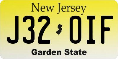 NJ license plate J32OIF