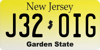 NJ license plate J32OIG
