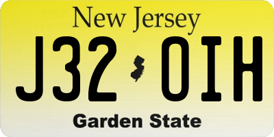 NJ license plate J32OIH