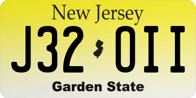 NJ license plate J32OII
