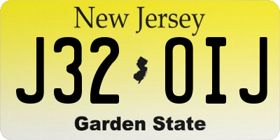 NJ license plate J32OIJ