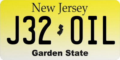 NJ license plate J32OIL