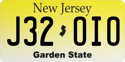 NJ license plate J32OIO