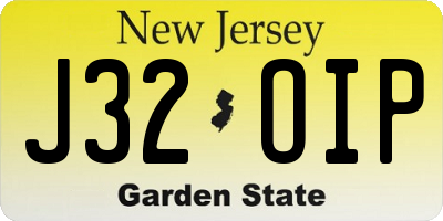 NJ license plate J32OIP