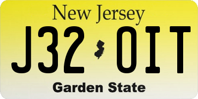 NJ license plate J32OIT