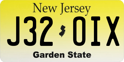 NJ license plate J32OIX