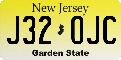 NJ license plate J32OJC