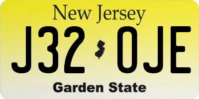 NJ license plate J32OJE