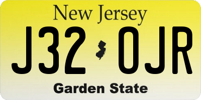 NJ license plate J32OJR