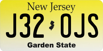 NJ license plate J32OJS
