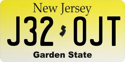 NJ license plate J32OJT