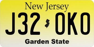 NJ license plate J32OKO