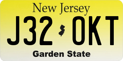 NJ license plate J32OKT