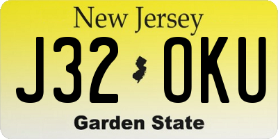 NJ license plate J32OKU