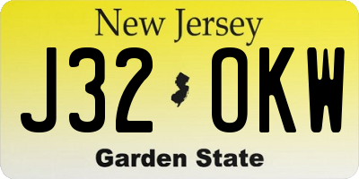 NJ license plate J32OKW