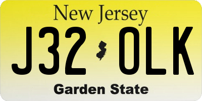 NJ license plate J32OLK