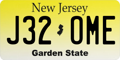 NJ license plate J32OME