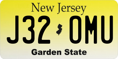 NJ license plate J32OMU