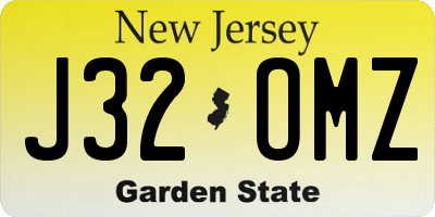 NJ license plate J32OMZ
