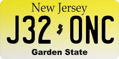 NJ license plate J32ONC