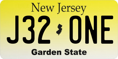 NJ license plate J32ONE