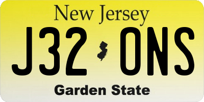 NJ license plate J32ONS