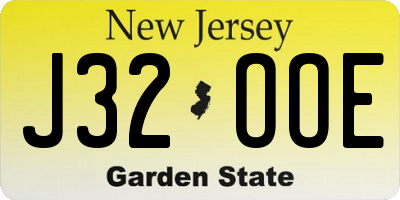NJ license plate J32OOE