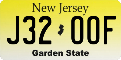 NJ license plate J32OOF