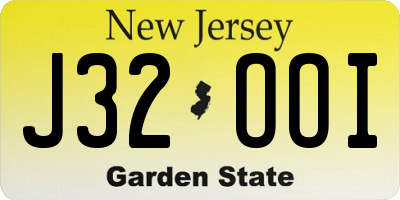 NJ license plate J32OOI