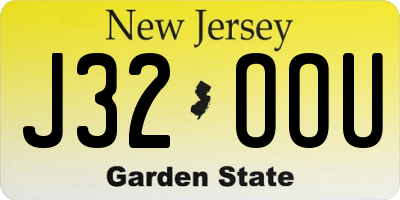 NJ license plate J32OOU