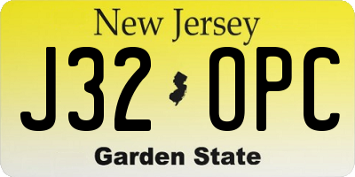 NJ license plate J32OPC