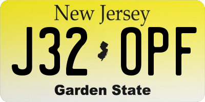 NJ license plate J32OPF