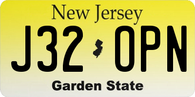 NJ license plate J32OPN
