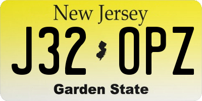 NJ license plate J32OPZ