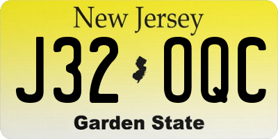 NJ license plate J32OQC
