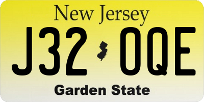 NJ license plate J32OQE