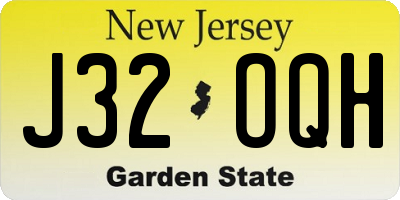 NJ license plate J32OQH