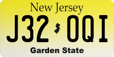 NJ license plate J32OQI