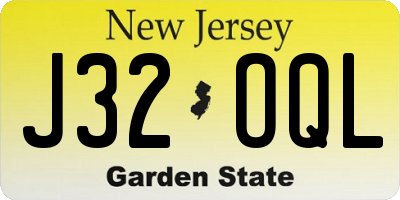 NJ license plate J32OQL