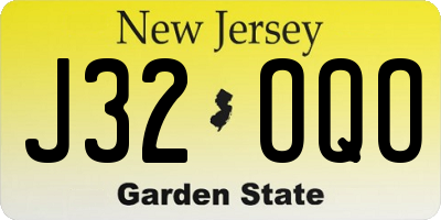 NJ license plate J32OQO