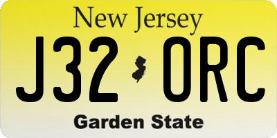 NJ license plate J32ORC