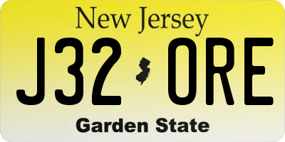 NJ license plate J32ORE