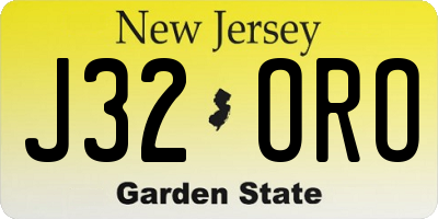 NJ license plate J32ORO